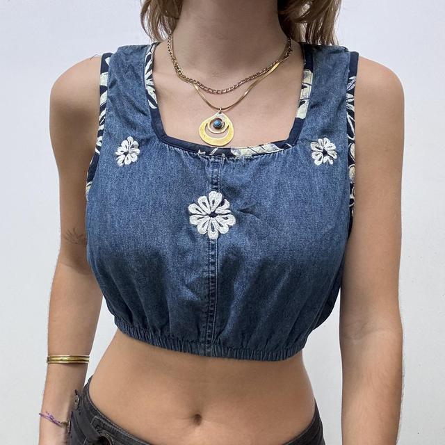 Vintage denim boho fairy crop top
