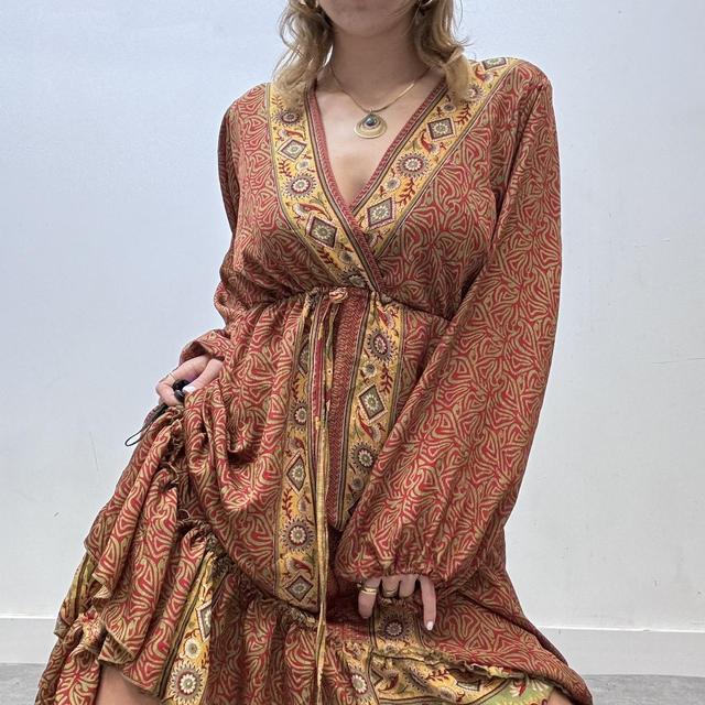 Draped floaty oversized printed maxi dress