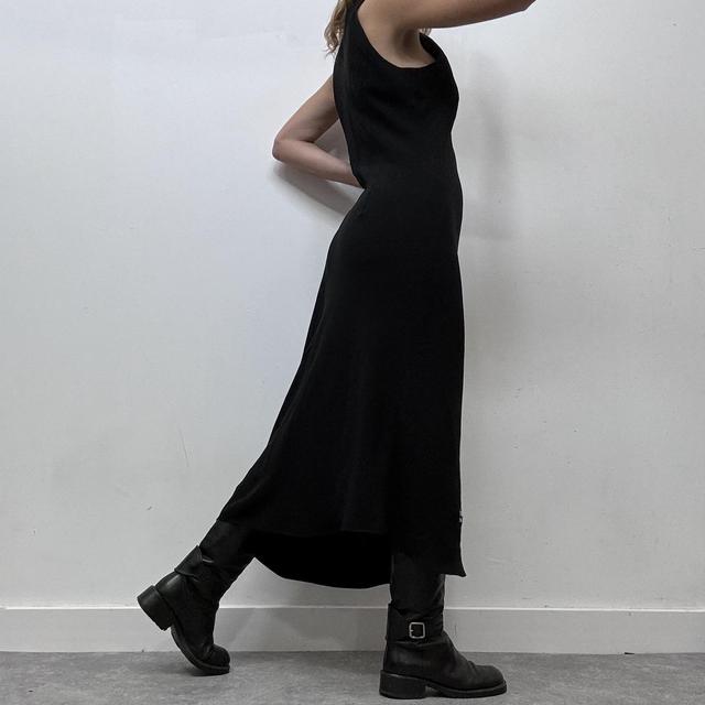 Black floral embelished asymmetric dress
