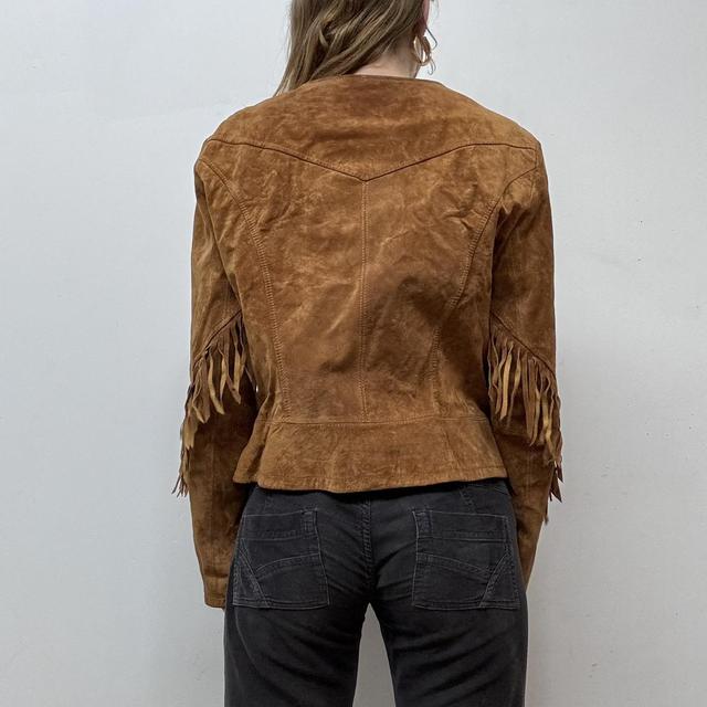 Western tassel leather suede jacket