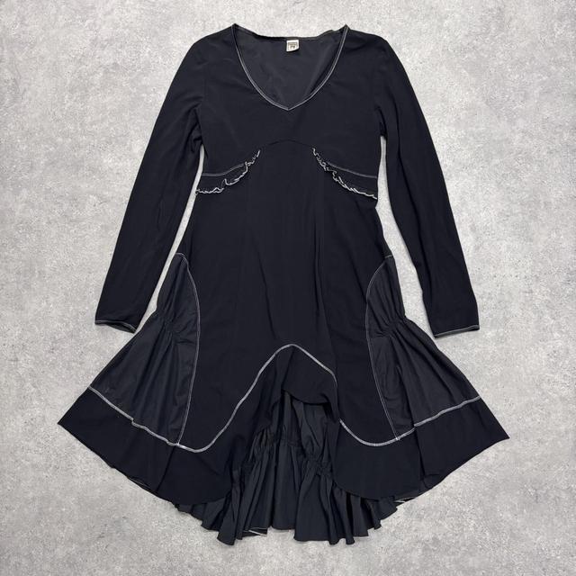 Black flared handkercheif midi dress