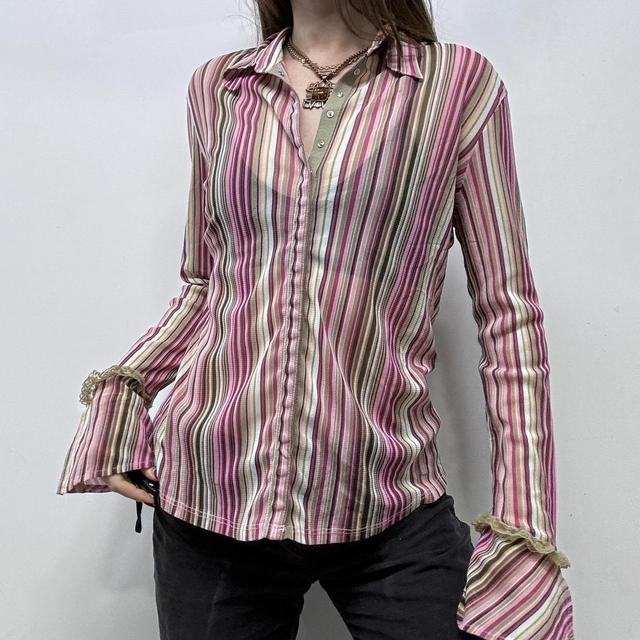Office pinstripe flared grunge shirt