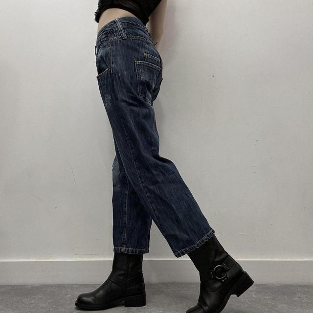 Distressed denim cropped trousers