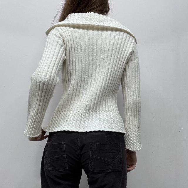 Knit ribbed cable knit wide neck jumper