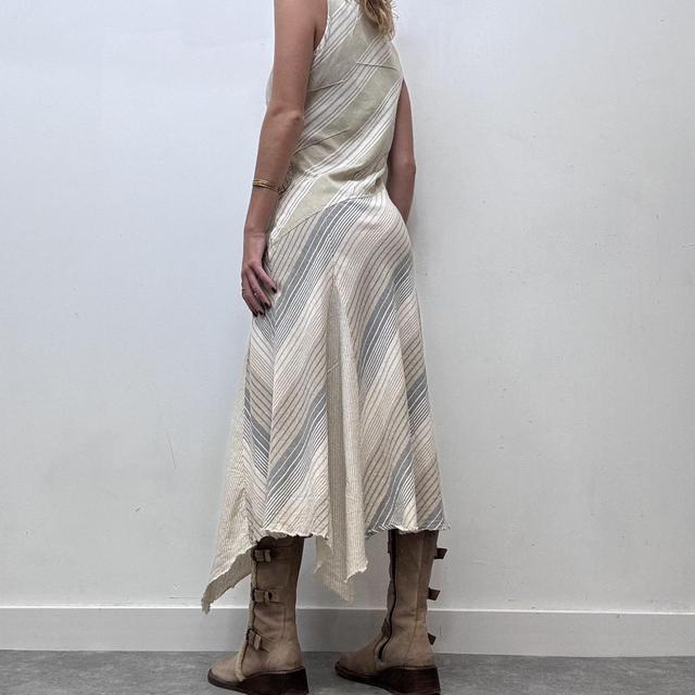 Prinstripe asymmetrical linen dress