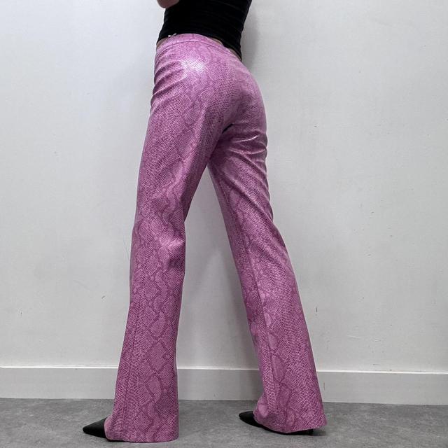 Y2k hot pink snake skin Morgan flared trousers