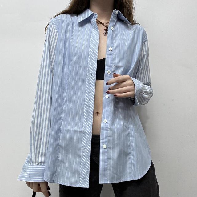 Blue pinstripe minimalist shirt
