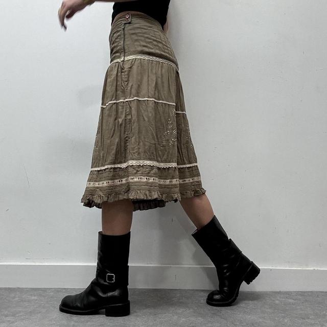 Khaki layered lace ribbon fairy skirt