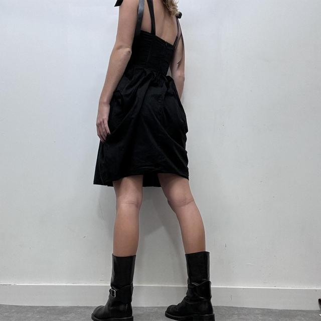 Black puff corset bow dress