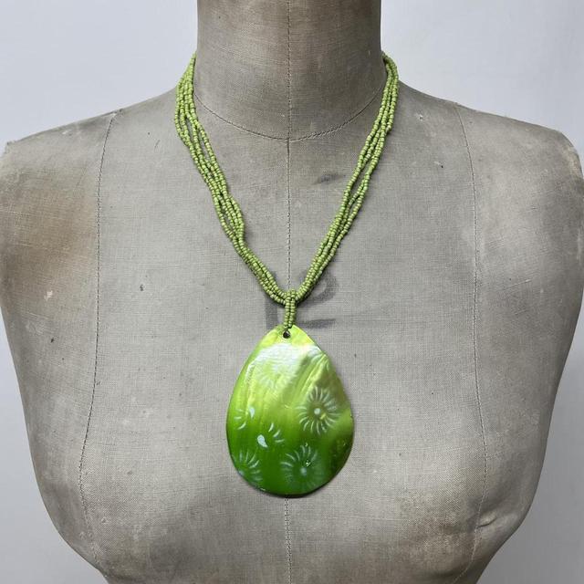 Beaded shell boho necklace