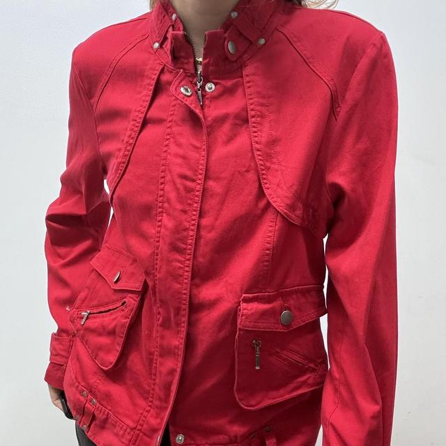 Red canvas biker jacket