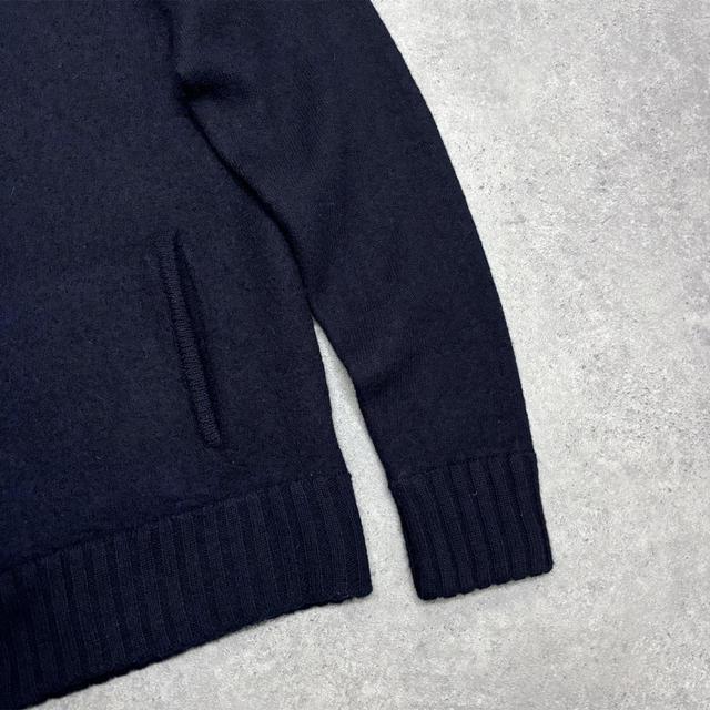 Navy crew neck wool cardigan
