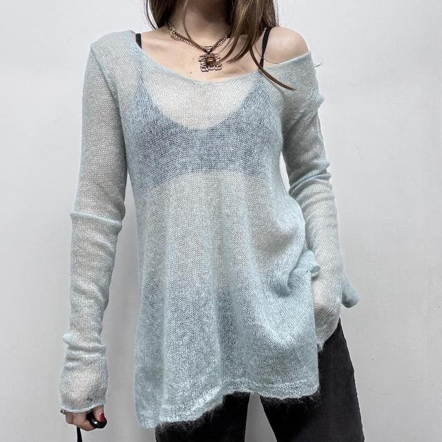 Sheer knit mohair slouchy jumper