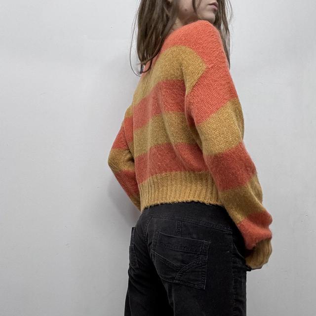 Striped slouchy mohair knit jumper