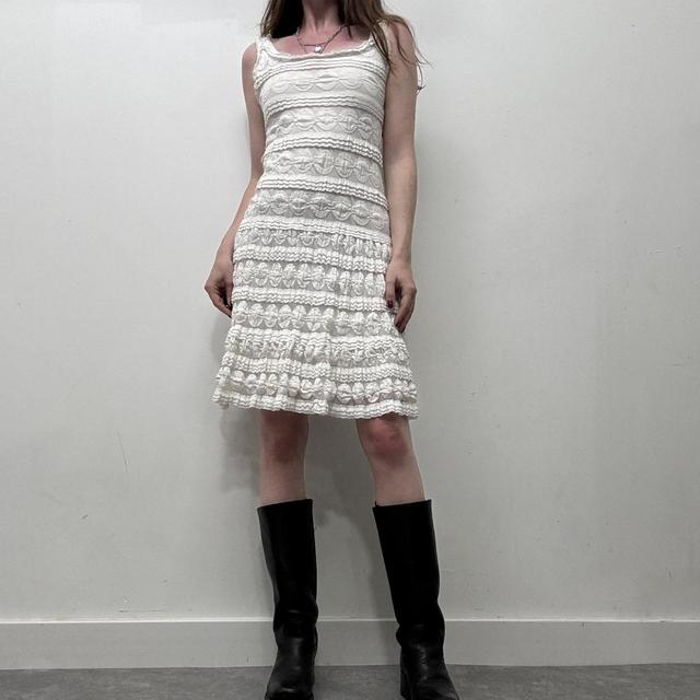 White lace flared coquette dress
