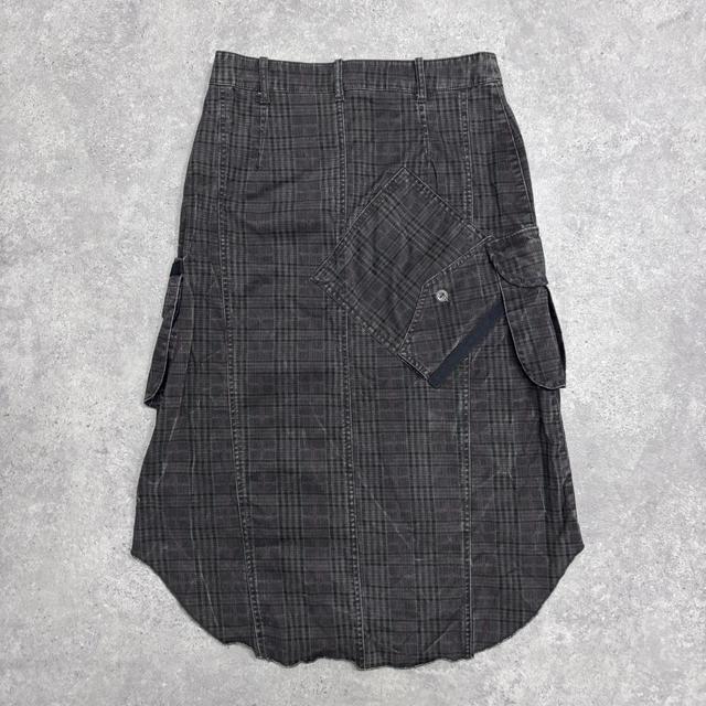 Checked brown cargo asymmetric skirt