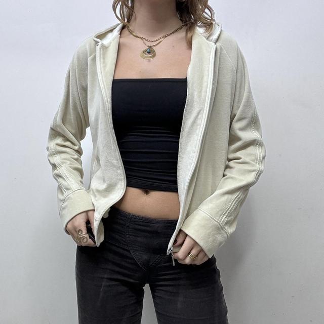 Velvet cream slouchy hoodie