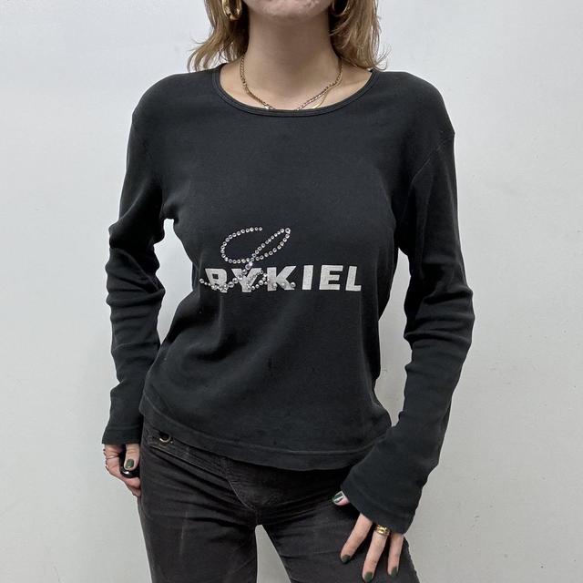 Black graphic embellished logo tshirt