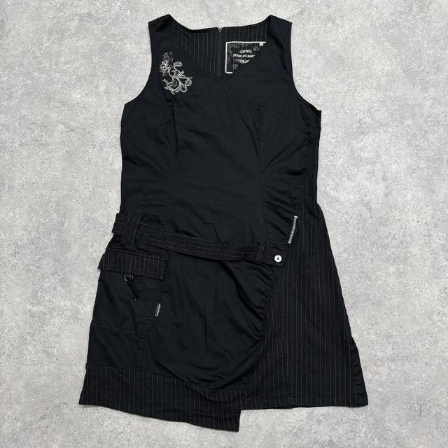 Pinstripe black tech dress