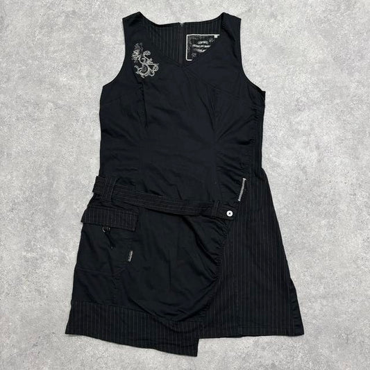 Pinstripe black tech dress