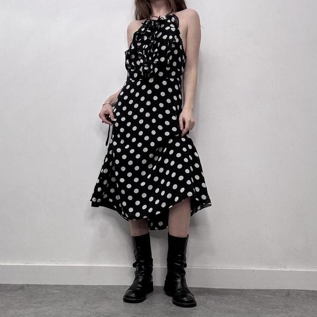 Silk polka dot ruffle coquette dress