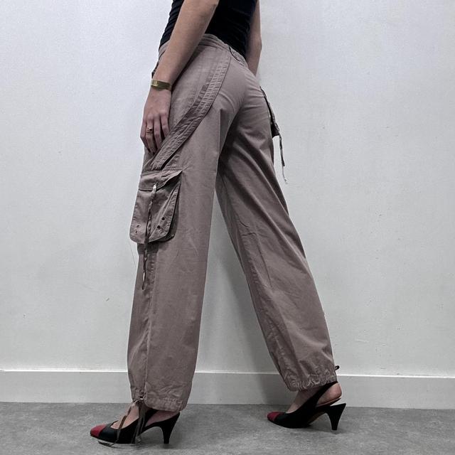 Tan wide leg cargo trousers