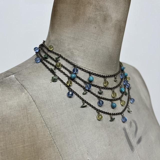 Layered gem chandelier necklace