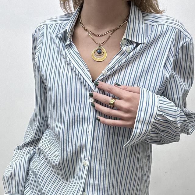 Preppy blue pinstripe shirt