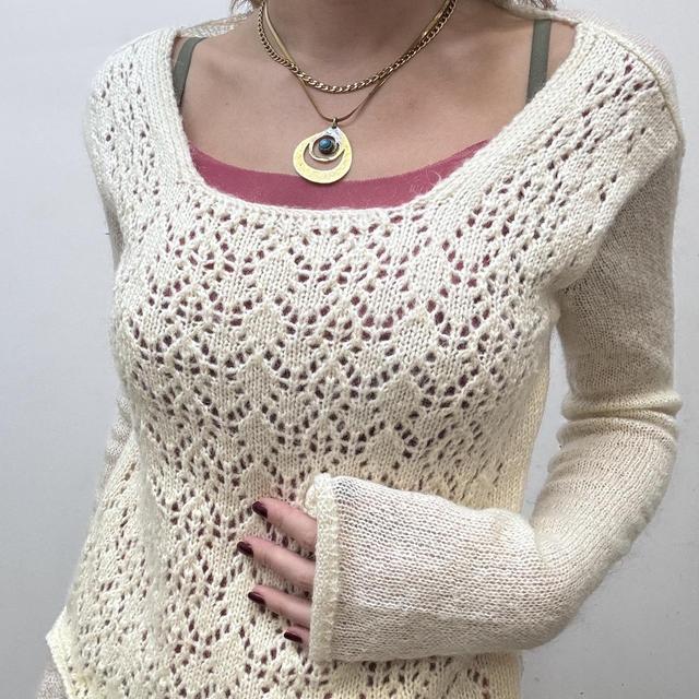 Cream mohair sheer layered jumper