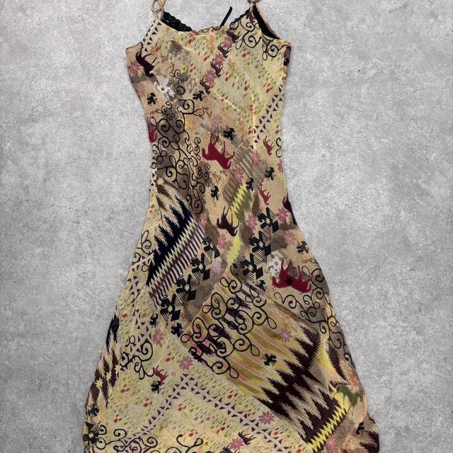 Sheer silk graphic flutter dress