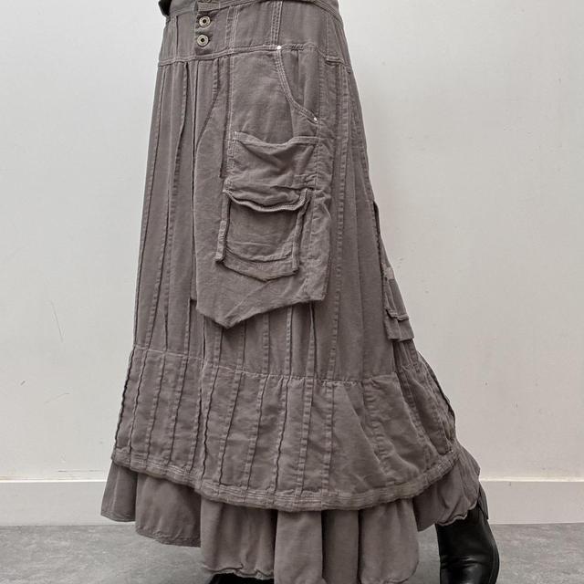 Pinstripe archival cargo maxi skirt
