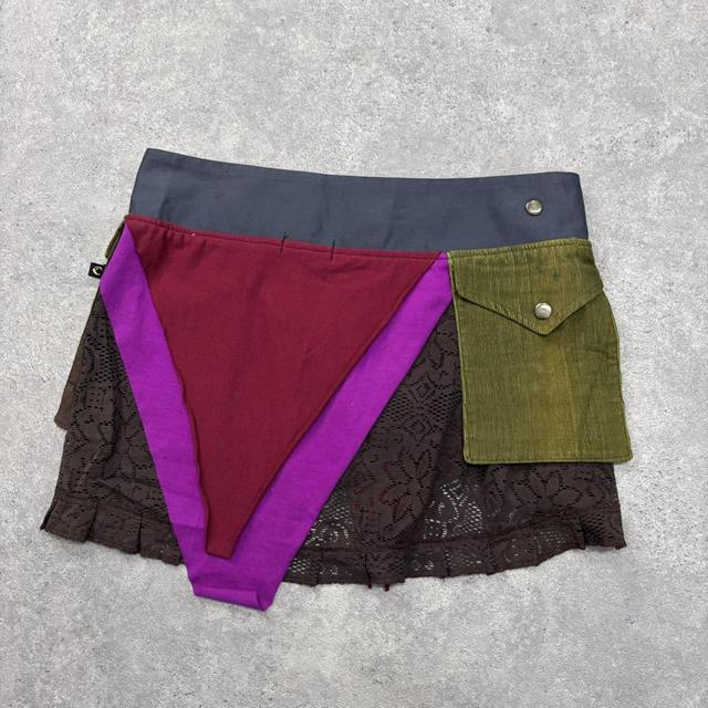 Lace wrap cargo popper mini skirt