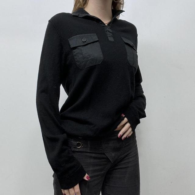 Black cashmere cargo slouchy jumper