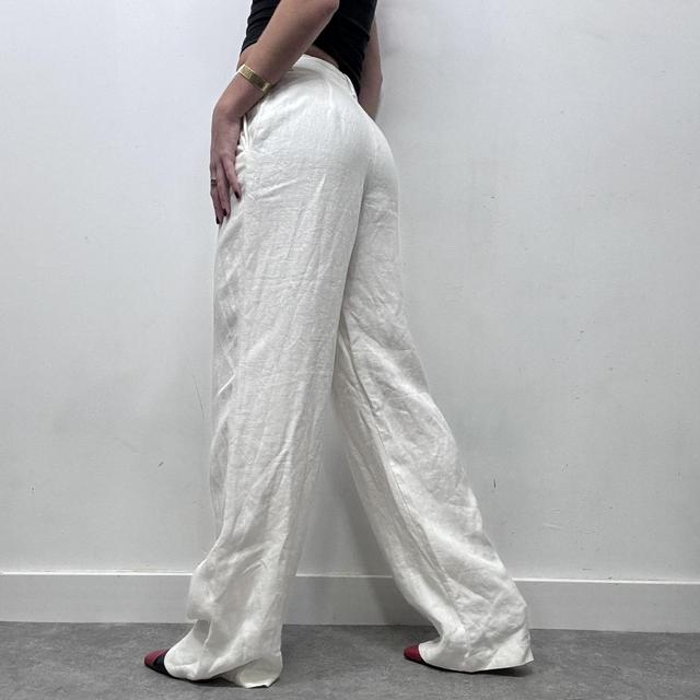 Flared wide leg linen trousers