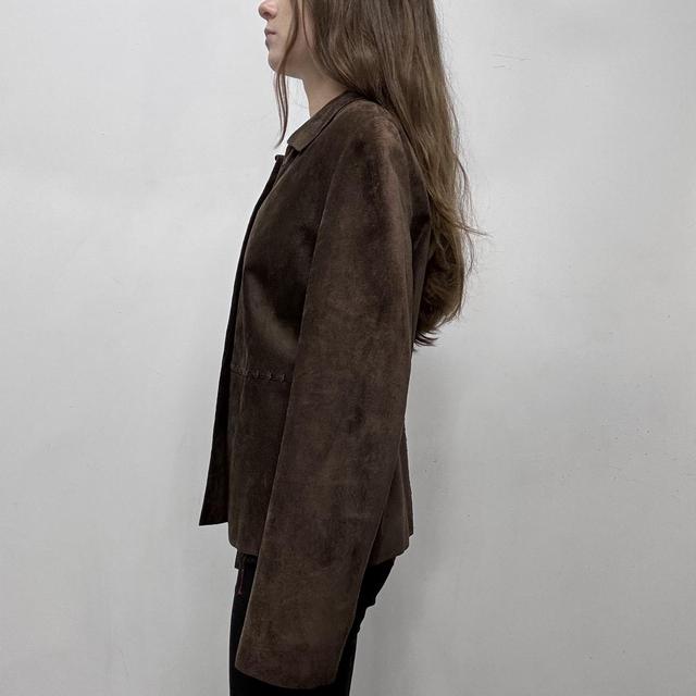 Brown suede boxy blazer