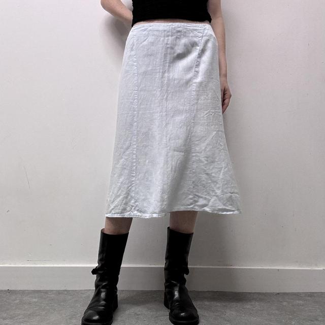 Pale blue linen bias cut skirt
