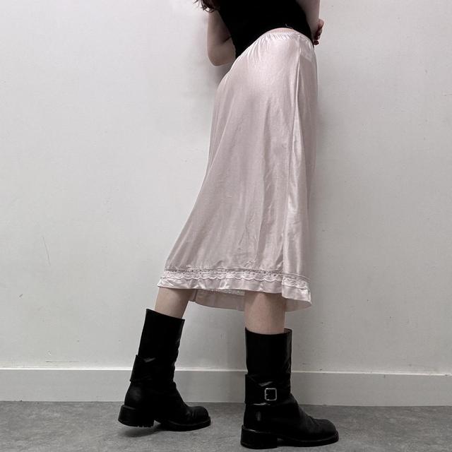 Vintage coquette pink lace slip skirt