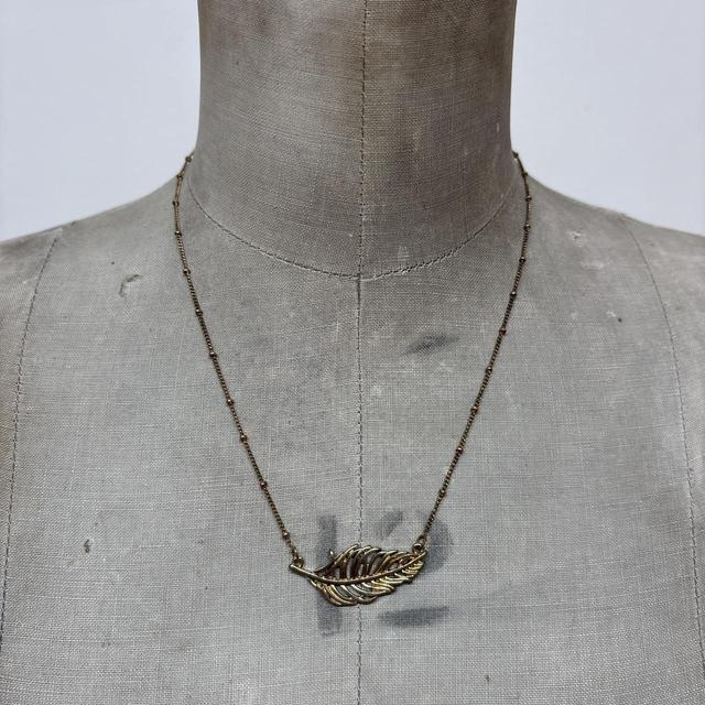 Gold feather hippie pendant