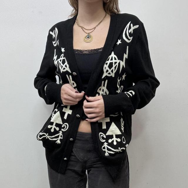 Graphic symbols black cardigan