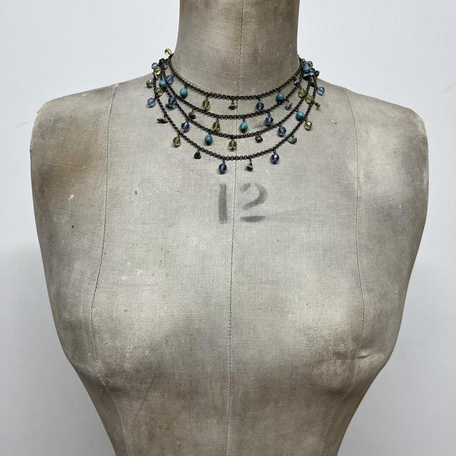 Layered gem chandelier necklace