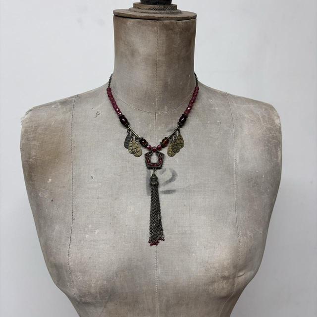 Boho hammered metal chain necklace