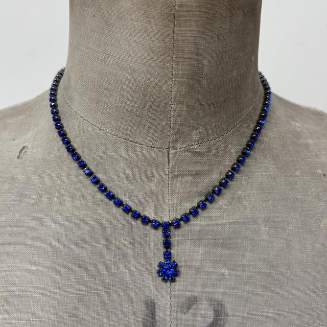 Y2K tennis necklace blue diamond