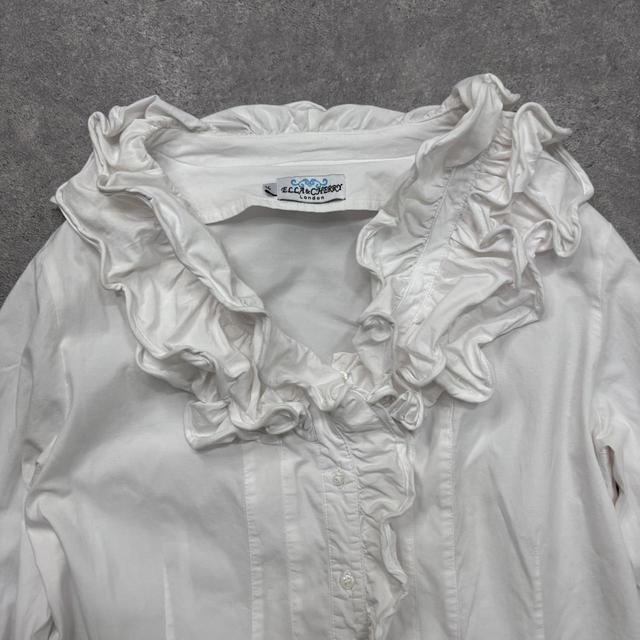 White cotton Edwardian ruffle shirt