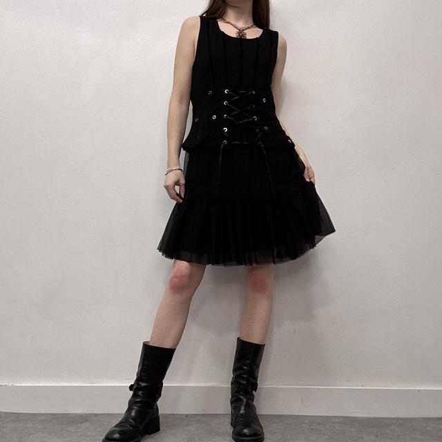 Black corset grunge eyelet dress