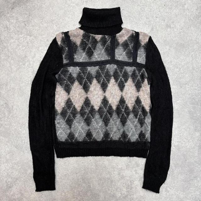 Argyle wool lace mohair jumper