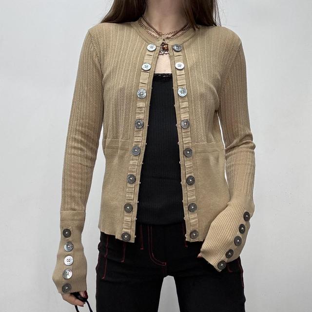Tan knit button cardigan