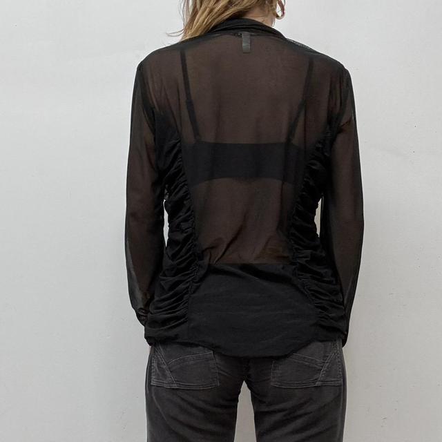 Sheer mesh gathered shirt