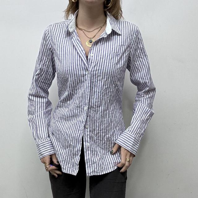 Flared pinstripe fitted shirt
