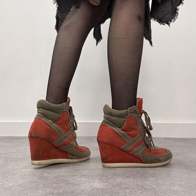 Chunky lace wedge trainers