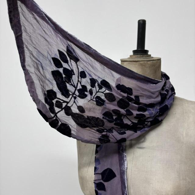 Velvet sheer floral silk scarf